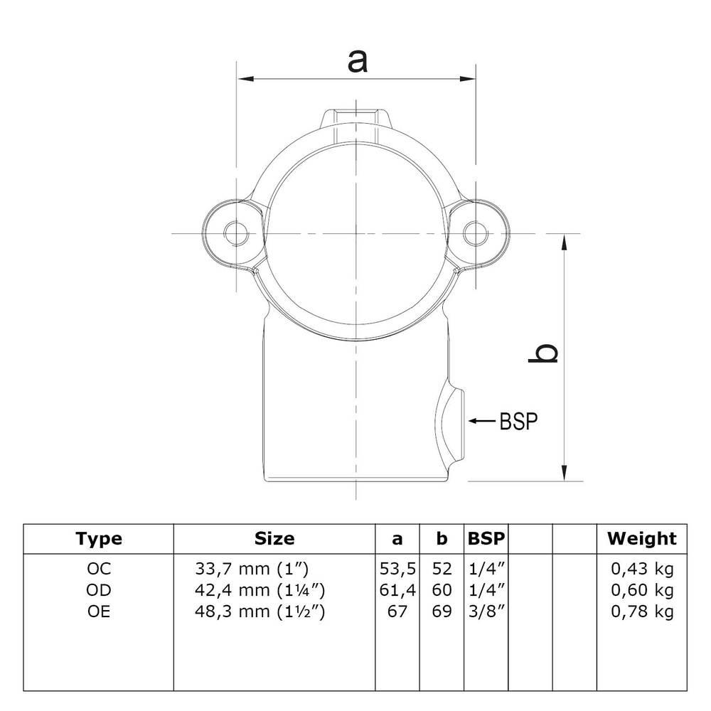 Buiskoppeling Open klapbaar T-Stuk-C / 33,7 mm